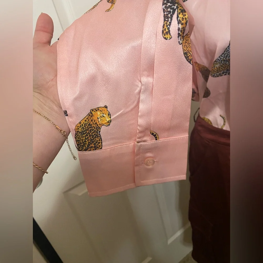 Mazik Pink and Black Leopard Top - Picture 3 of 6